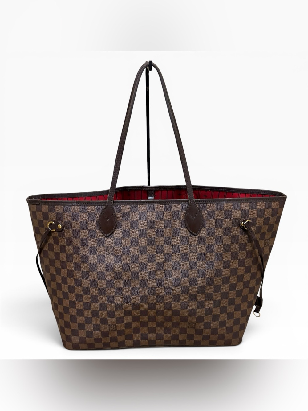 Sold - Vintage Louis Vuitton Neverfull GM Damier Ebene Red Interior